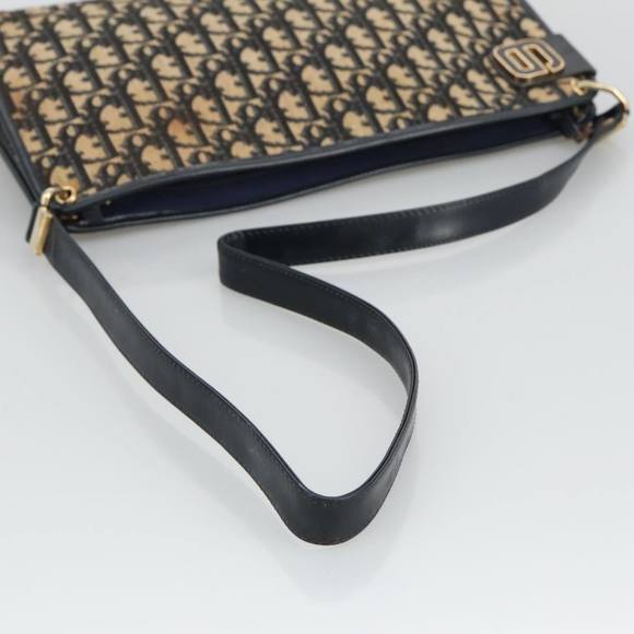 Christian Dior Trotter Canvas Shoulder Bag Navy Gold Auth ep6208 - Picture 7 of 16